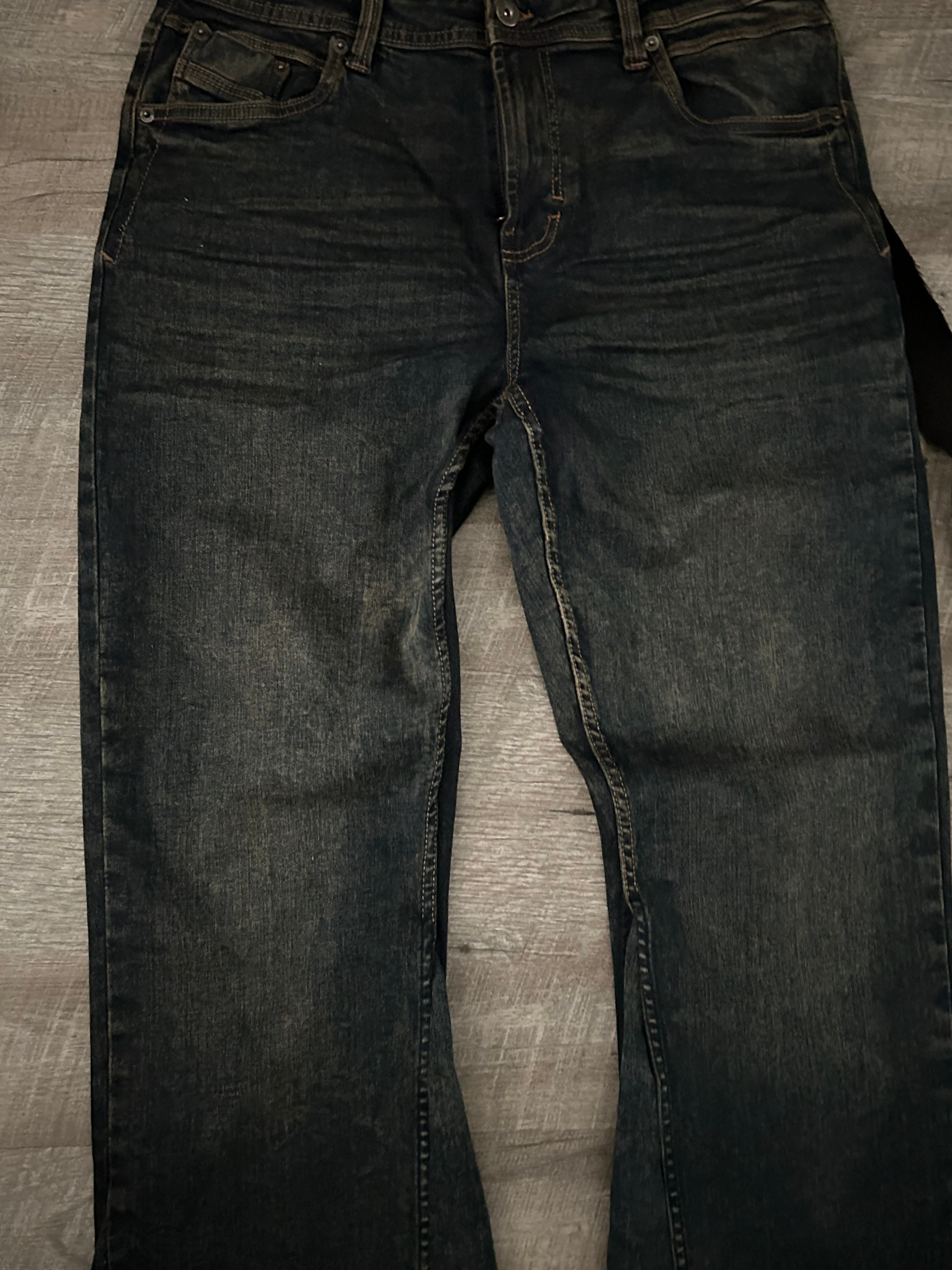 Dark Mud-Wash Flared Jeans