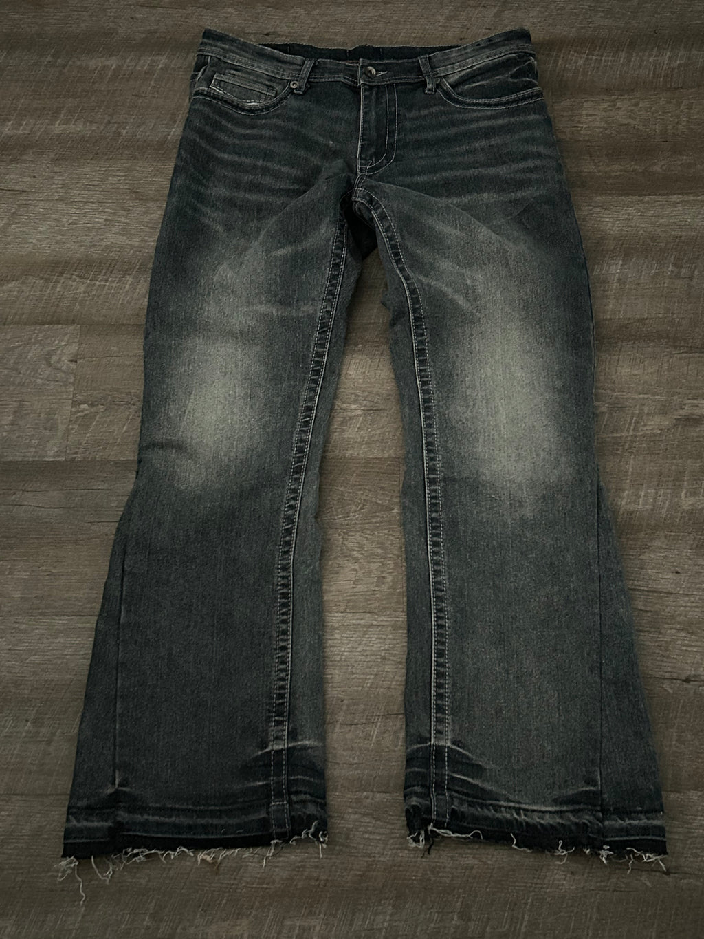 Grey Washed Bootcut Jeans