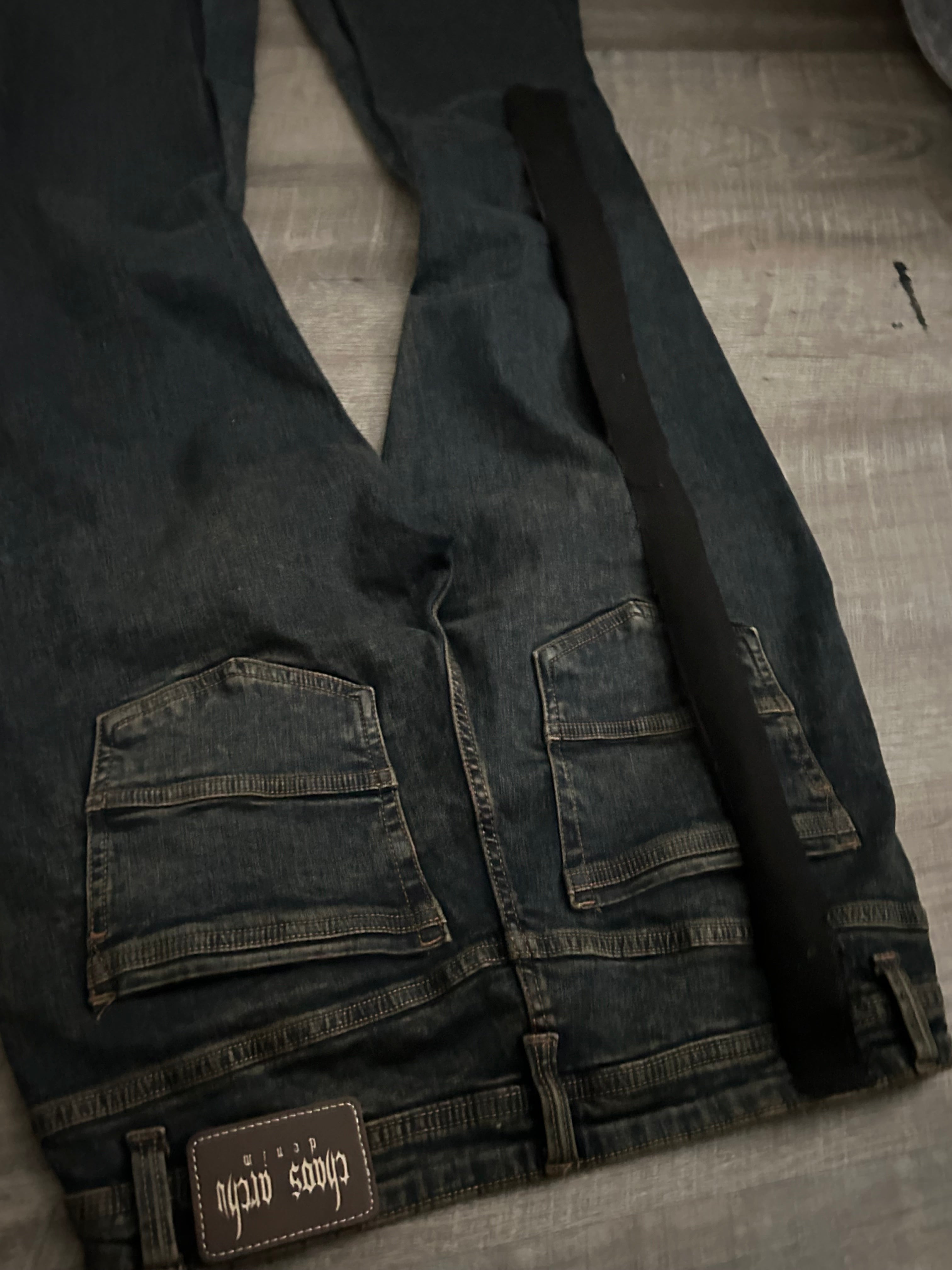 Dark Mud-Wash Flared Jeans