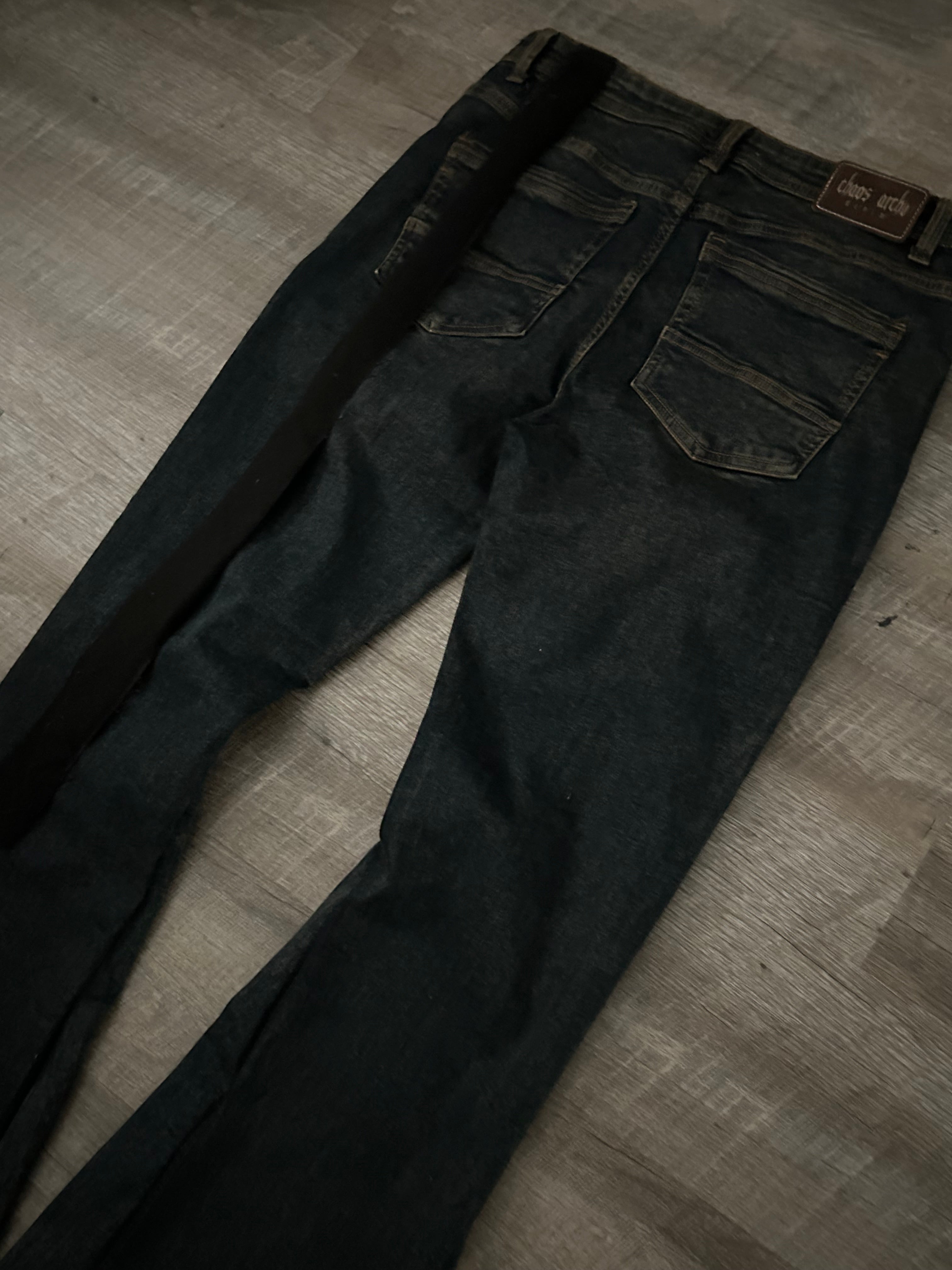Dark Mud-Wash Flared Jeans