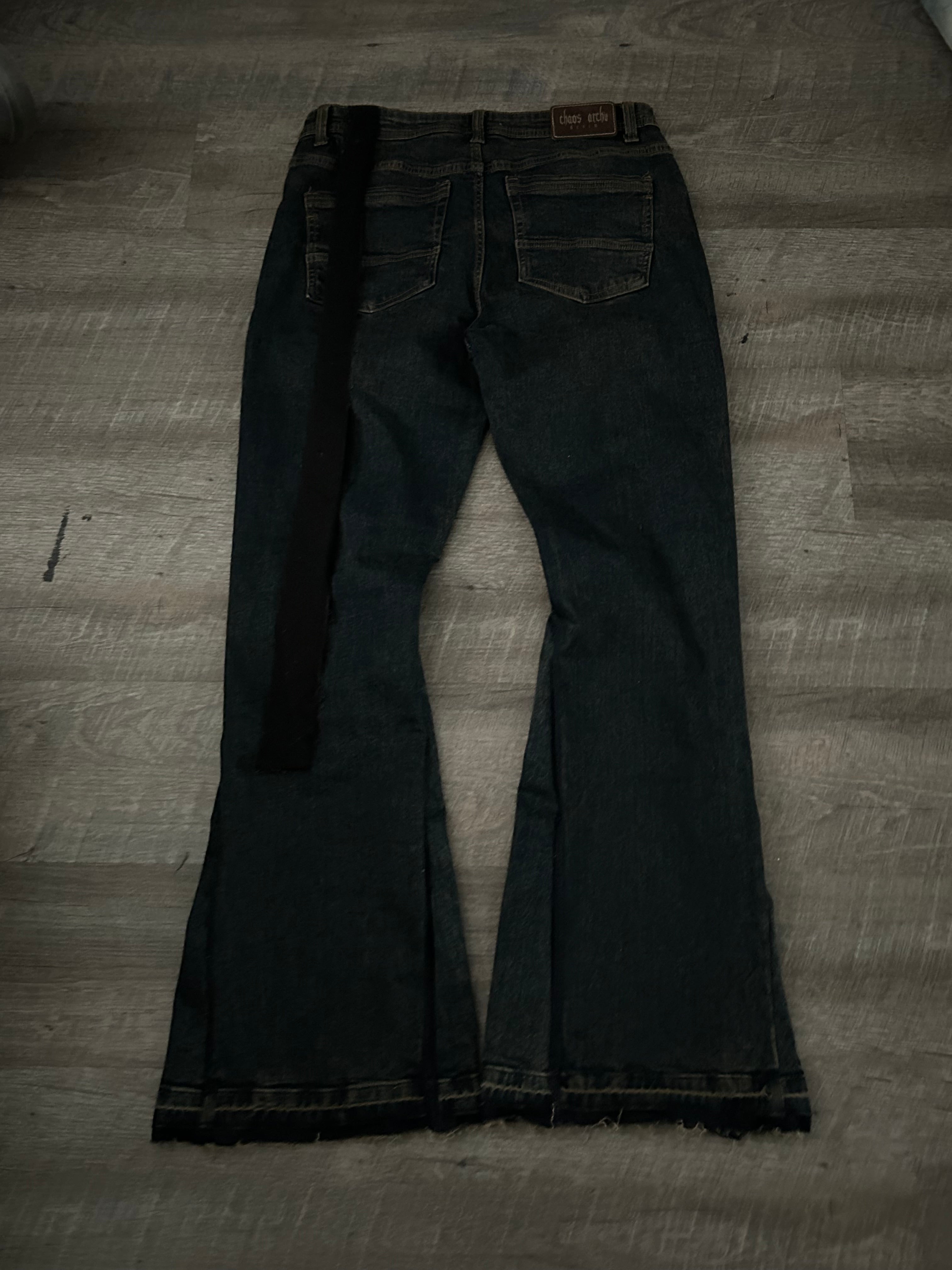 Dark Mud-Wash Flared Jeans